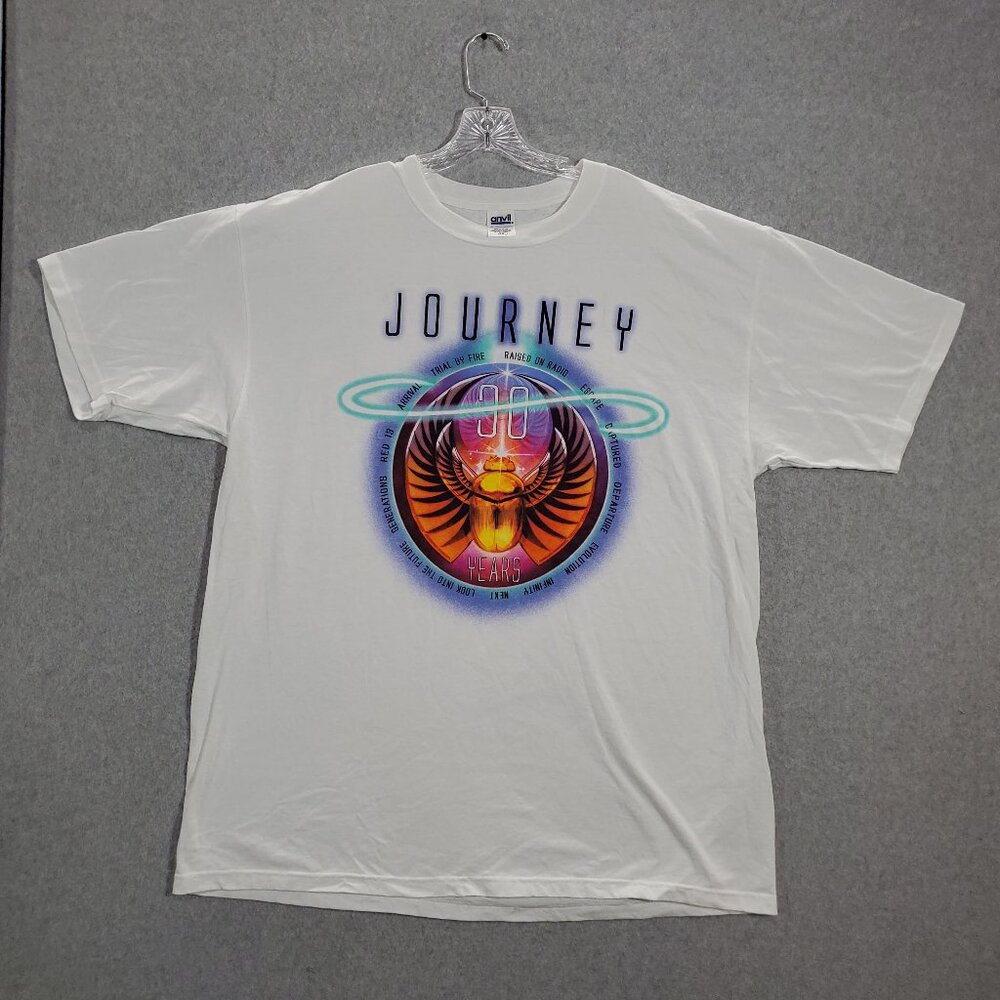 VINTAGE Journey Men Shirt 2XL White 2005‎ 30 Years Escape Captured Next Ininity